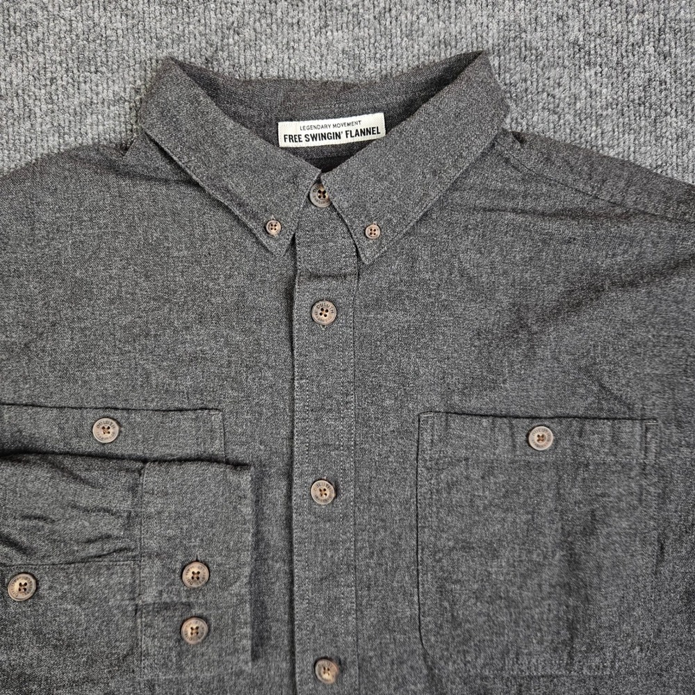 Duluth Trading Free Swingin Flannel Shirt Mens‎ XL Gray Relaxed Fit Button Up